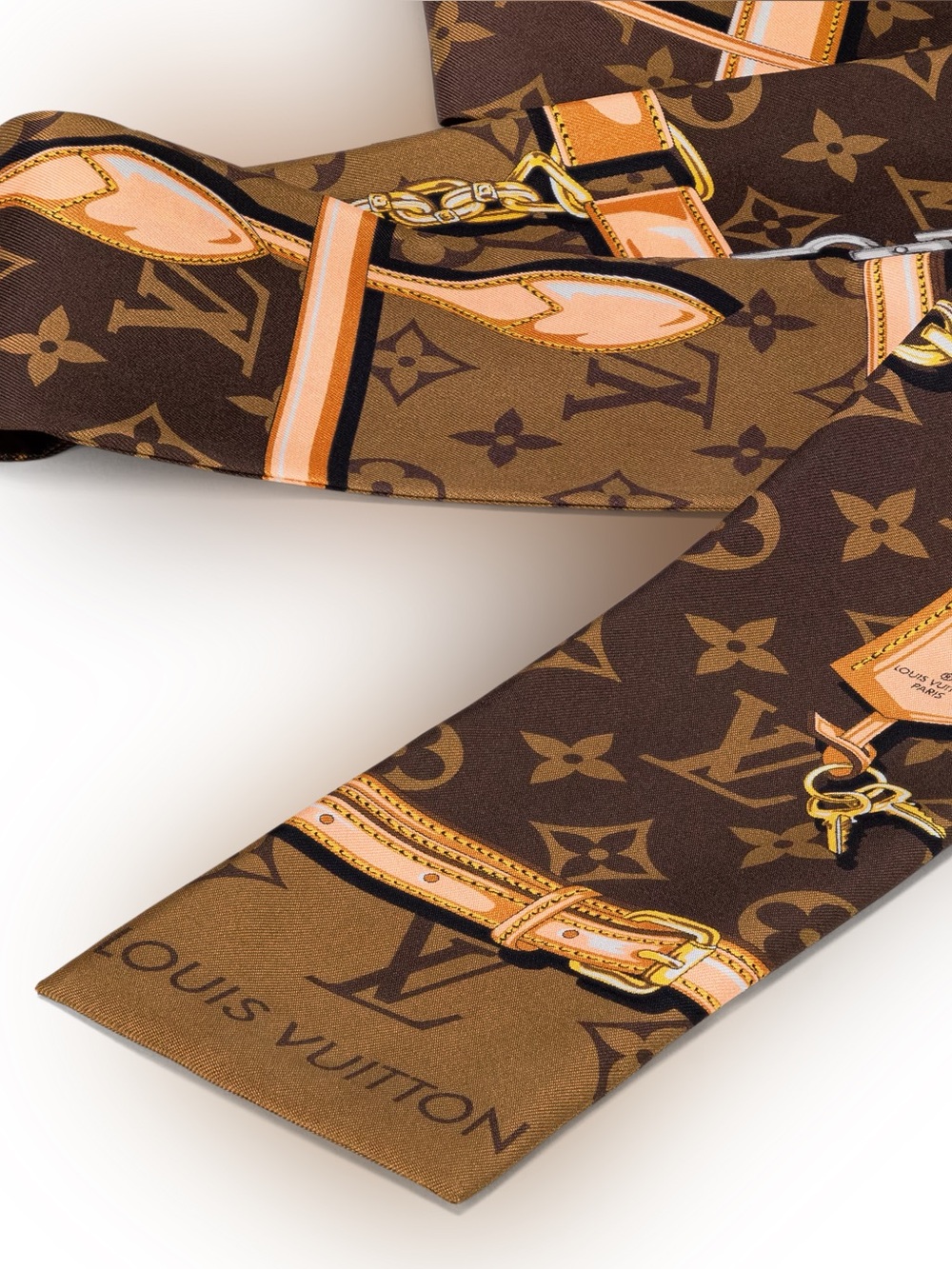 Louis Vuitton Brown Monogram confidential bandeau designer scarf bag/hair scarf - Picture 7 of 9